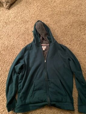 Lands' End Teal Sherpa-Lined Zip Hoodie XLT 46-48